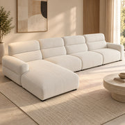 Lupinoki Cream L-Shaped 5 Seater Sofa