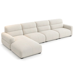 Alternate view of Lupinoki Cream L-Shaped 5 Seater Sofa, showing l-shaped configuration for a modern living room interior.