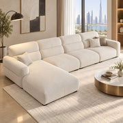 Lupinoki Cream L-Shaped 5 Seater Sofa