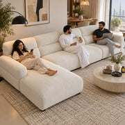 Lupinoki Cream L-Shaped 5 Seater Sofa