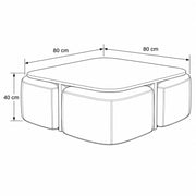 Makina Wooden Coffee Table with Ottomans