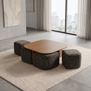 Makina Wooden Coffee Table with Ottomans