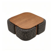 Makina Wooden Coffee Table with Ottomans