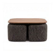 Makina Wooden Coffee Table with Ottomans