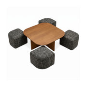 Makina Wooden Coffee Table with Ottomans