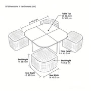 Makina Wooden Coffee Table with Ottomans