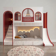 Malnirova Red Kids Bunk Bed with Slide & Storage