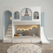 Malnirova Blue Kids Bunk Bed with Slide & Storage
