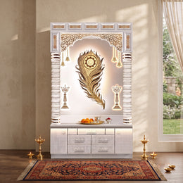 Peacock Premium Corian Marble Pooja Mandir