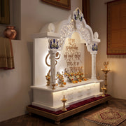 Divya Premium Corian Marble Pooja Mandir with LED Panel