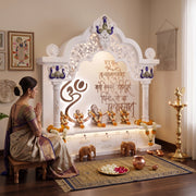 Divya Premium Corian Marble Pooja Mandir with LED Panel