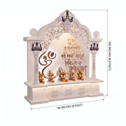 Divya Premium Corian Marble Pooja Mandir with LED Panel