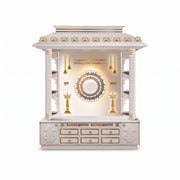 Shivam Premium Corian Marble Pooja Mandir with LED Backlit Om Panel