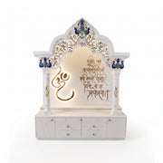 Aaradhya Premium Corian Marble Pooja Mandir with LED Ganesh Panel