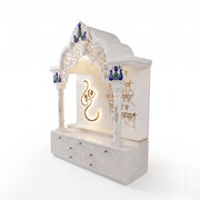 Aaradhya Premium Corian Marble Pooja Mandir with LED Ganesh Panel