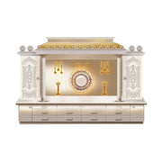 Alternate view of Grand Heritage Premium Corian Marble Pooja Mandir, showing multiple Drawers in a balanced home interior.
