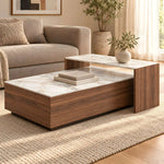 Alternate product view of Marvonsa Marble Coffee Table, featuring tiered surfaces with its construction clearly visible.
