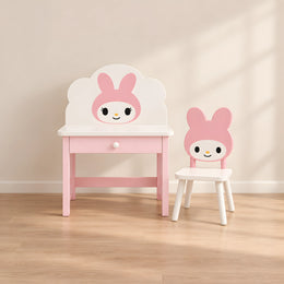 Melodia Pink & White Bunny Kids Table & Chair Set