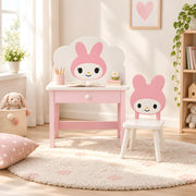 Melodia Pink & White Bunny Kids Table & Chair Set