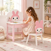 Melodia Pink & White Bunny Kids Table & Chair Set