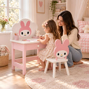 Melodia Pink & White Bunny Kids Table & Chair Set