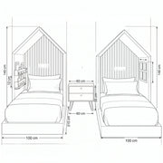 Melpony Pink Kids Twin Bed with Nightstand size guide lists 100 W x 215 L x 140 H to help plan fit in the children's bedroom.