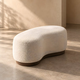 Merolia Beige Curved Accent Bench