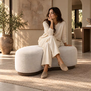 Merolia Beige Curved Accent Bench