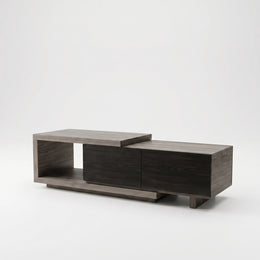 Alternate view of Midnomy Modern Wooden Coffee Table, showing two-tier design, open storage shelf, and spacious tabletop.