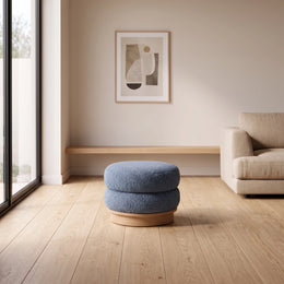Minalio Blue Plush Modern Pouf