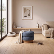 Minalio Blue Plush Modern Pouf