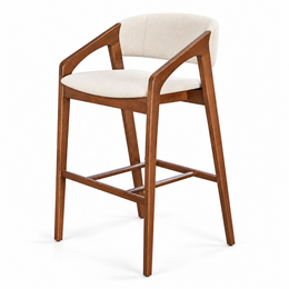 Alternate view of Minkelvi Upholstered Wooden Bar Stool, showing curved supportive back for a modern dining room interior.