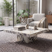 Monolith White With Grey Veining Marble Coffee Table