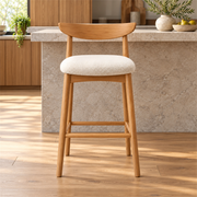 Morgilo Wooden Bar Stool with Upholstered Seat