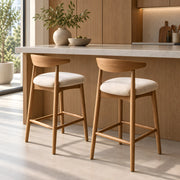 Morgilo Wooden Bar Stool with Upholstered Seat
