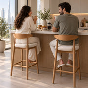 Morgilo Wooden Bar Stool with Upholstered Seat
