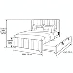 Movcopper Cream Kids Trundle Bed: 210 cm long and 100 cm high, with a matching padded frame outlined in the size diagram.