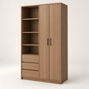 Movolora 2 Door Wooden Wardrobe with Open Shelves