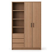 Movolora 2 Door Wooden Wardrobe with Open Shelves