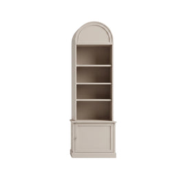 Alternate view of Multania Beige Salon Product Display Stand, showing 4 open display shelves and enclosed storage cabinet.