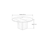 Mushmely Marble Top 4-Seater Dining Table size guide lists 120 cm deep and 75 cm high to help plan fit in the dining room.