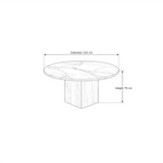 Mushmely Marble Top 4-Seater Dining Table size guide lists 120 cm deep and 75 cm high to help plan fit in the dining room.