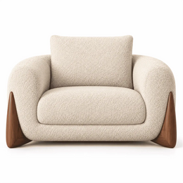 Alternate view of Natosino Beige Accent Chair, showing deep cushioned seat in a clean, contemporary living room setting.