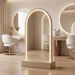 Natsukaro White LED Salon Mirror Station