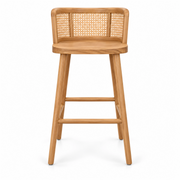 Nolamino Wooden Cane Back Bar Stool