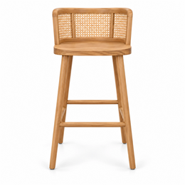 Nolamino Wooden Cane Back Bar Stool