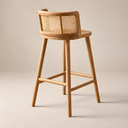 Nolamino Wooden Cane Back Bar Stool