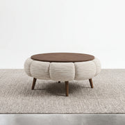 Octopump Round Upholstered Wooden Coffee Table