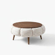 Octopump Round Upholstered Wooden Coffee Table