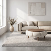 Octopump Round Upholstered Wooden Coffee Table
